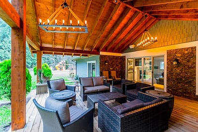 multigenerational outdoor living room home design in Langley, BC