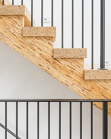 A wooden stairs custom build by Bowline Construction