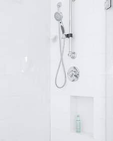 Bathroom with white accent custom bathroom home renovation contractors in Langley, BC