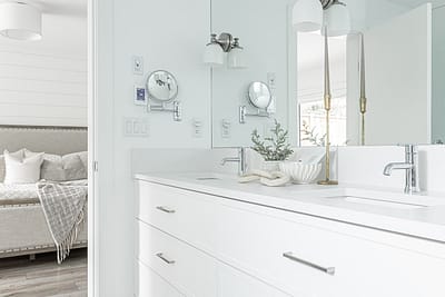 Bathroom with white accent custom bathroom home renovation contractors in Langley, BC