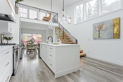 A wooden stairs custom build by Bowline Construction