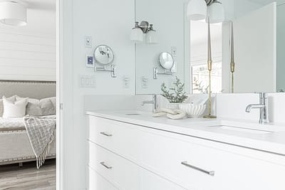 Bathroom with white accent custom bathroom home renovation contractors in Langley, BC