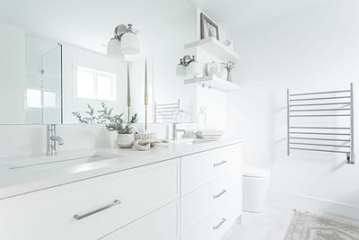Bathroom with white accent custom bathroom home renovation contractors in Langley, BC