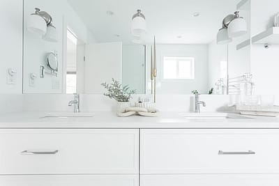 Bathroom with white accent custom bathroom home renovation contractors in Langley, BC